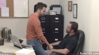 Hairy Married Man Takes Cock at His Desk