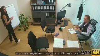 European Brunette Teen Fucked at Desk During Casting Gloryhole