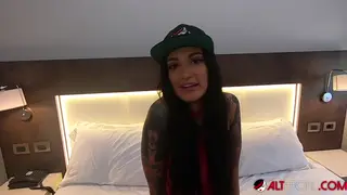 Inked Brunette Teases With Toys Before POV Blowjob