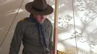 Muscular Redhead Barebacks Two Twinks in a Tent