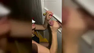 European Wife Swallows Stranger's Load at Gloryhole