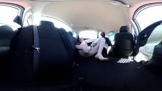 Redhead Petite Rides Dildo in VR Car Blowjob