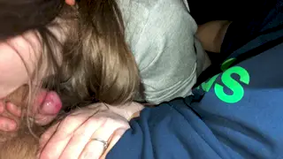Amateur Blowjob in a Car Leads to Anal Creampie