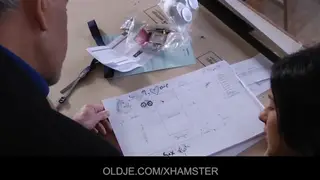 Older Man Gets Blowjob From Teen Brunette