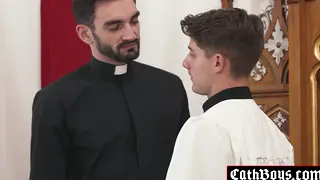 Twink Takes Bareback Anal on Altar in Uniform Setting