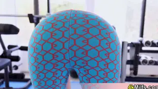 Busty Blonde MILF Gives POV Blowjob at the Gym