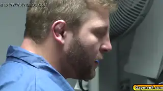 Blonde Hunk Gives a Deep Blowjob to a Muscular Partner