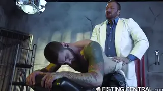 Mature Doctor Stretches Teen with Huge Green Toy