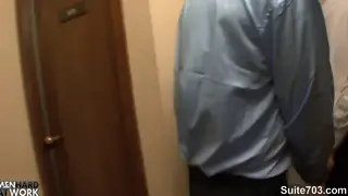 Office Colleagues Share Blowjob And Cumshot At Desk