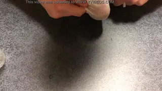 Amateur Guy Strokes His Cock Slowly With Oil