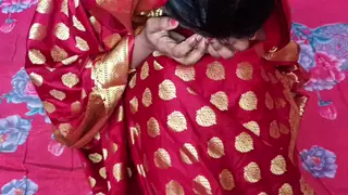 Indian Wife Enjoys Intimate Blowjob on Wedding Night