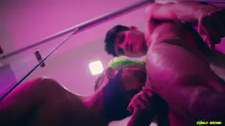 Mature Daddy Catches Latino Twink Jerking and Joins in Shower