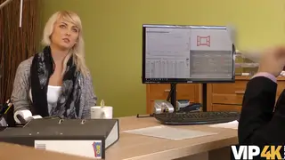 Blonde Teen Trades a Blowjob for a Loan Approval
