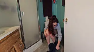 Petite Curvy Woman Pisses In Stockings Inside Bathroom