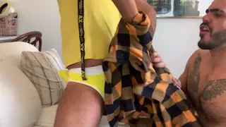 Hairy Stud Delivers a Blowjob Then Takes It Doggystyle for a Double Finish
