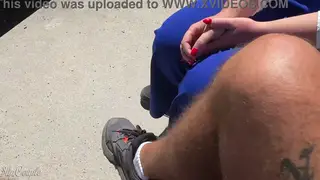 Curvy Blonde MILF Delivers a Sloppy Outdoor Handjob on a Hiking Trail