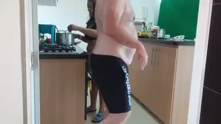 Curvy Woman Enjoys Anal Play in Kitchen POV