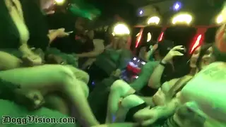 Interracial Group Blowjob Party on a Moving Bus
