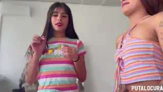 Two Latina Babes Share a Guy in a Bedroom Threesome