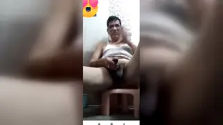 Muscular Indian Hunk Strokes Hard in Bathroom
