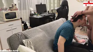 Married European Broker Sucks Cock on the Couch
