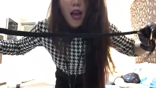 Asian Domina Whips Bound European Sub