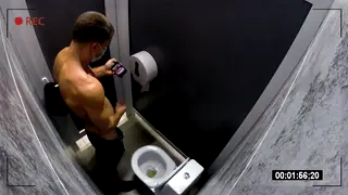 Muscular Daddies Trade Loads in Public Toilet