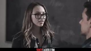 Teen Virgin in Pigtails Takes Deepthroat Lesson From Teacher
