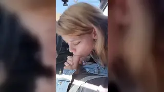 Redhead Teen Delivers POV Blowjob With Cum in Mouth in Car