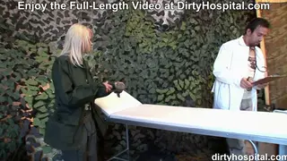 Busty Recruit Endures Anal Exam in Military Hospital