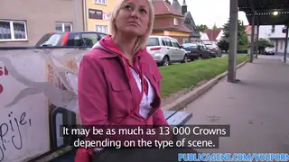 Blonde Amateur Gives POV Blowjob Outdoors for a Fake Role