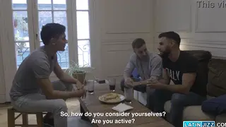 European and Latino Muscular Men Connect in Bareback Interracial Scene