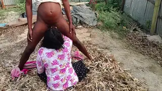 Indian Housewife Gives a Handjob Then Takes Anal Outdoors