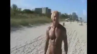 Muscular Daddy Displays Big Cock on Nudist Beach