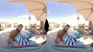 Tattooed Hairy Hunk Delivers POV Facial in VR Pool Scene