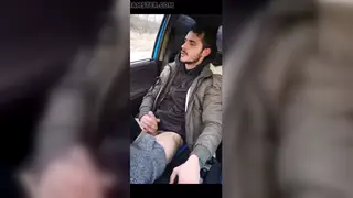 European Hunk Jerks Massive Dick in Parked Car