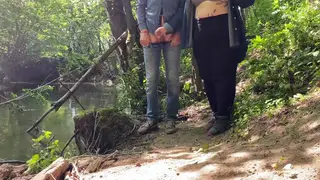 Voluptuous MILF Strokes Big Cock Outdoors