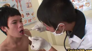 Asian Doctor Barebacks Slim Twink in Clinical Exam Room