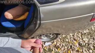 Mature Man Swallows Partner Outdoors
