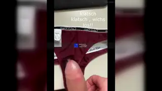 Mature European Husband Squirts Cum on Wife's Thong