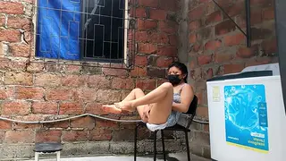 Busty Latina Neighbor Caught Masturbating in Skirt