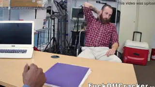 Tattooed Bear Takes BBC Anally in Office POV