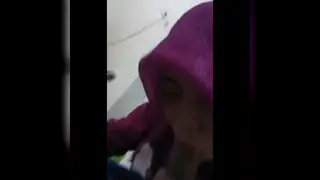 Asian Muslim Woman Kneels for Oral Pleasure