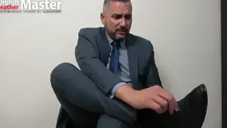 Mature European Daddy Shows Off Feet in Leather Boots