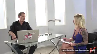 Blonde Casting Newcomer Takes First Double Penetration in Lingerie