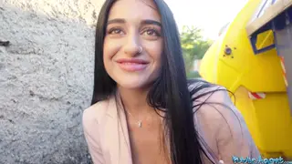 Petite Babe Gives POV Blowjob Then Fucks Outdoors