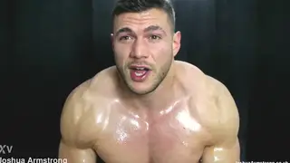 Oiled Muscle Stud Flexes to a Climax