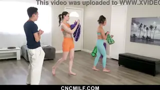 Busty MILF and Teen Share a Freeuse Yoga Coach