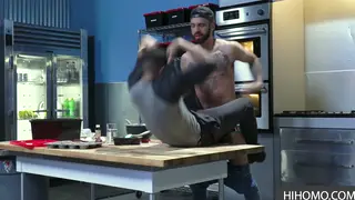 Tattooed Stud Rims and Barebacks Partner in Kitchen