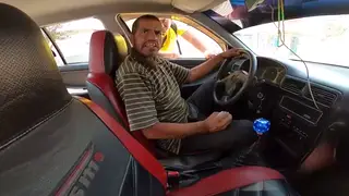 Busty Stranger Kneels for a Surprise Blowjob